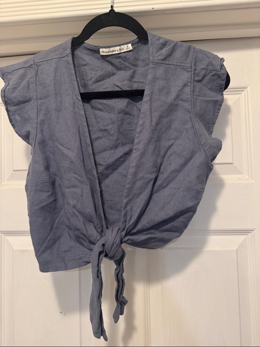 Abercrombie & Fitch Blue Tie-Front Crop Top